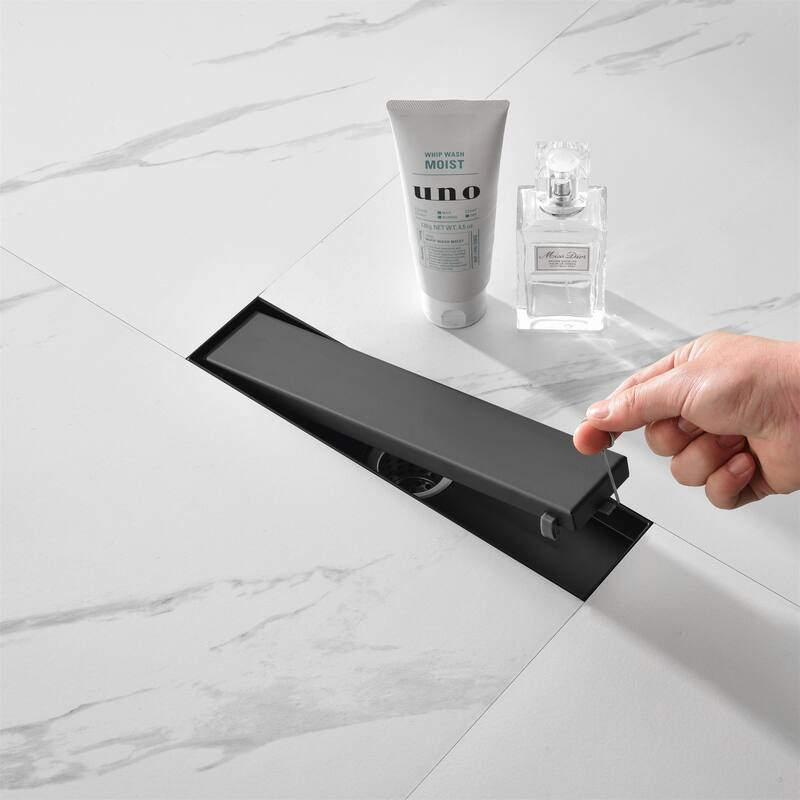 12" 304 Stainless Shower Drain with Hair Strainer and Leveling Feet